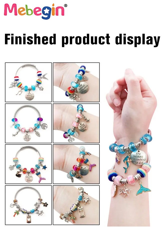 MEBEGIN 71 Pcs DIY Bracelet Making Kit, Charm Bracelets Jewelry Making Kit with Colorful Beads, Creative Jewelry Making Activity, Arts Craft Kit with Beautiful Packaging, Well-made and Easy to Install, Ideal Gift for Girls  - Image 2