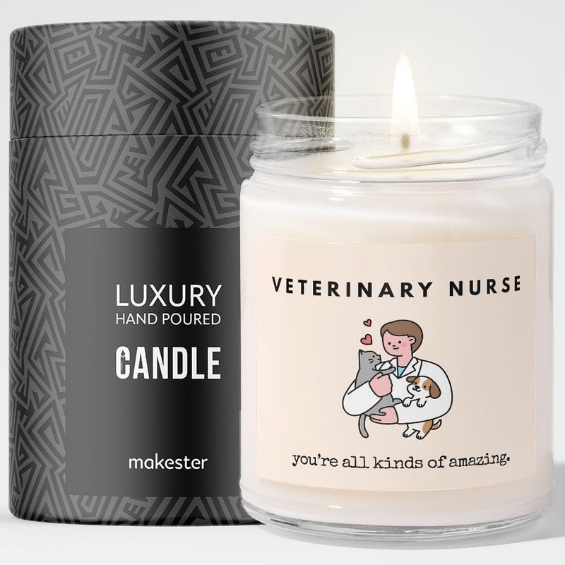 Makester Veterinary Nurse Gifts - Luxury Soy Wax Candle - Vanilla, Jasmine, Sugared Almond - Makester - Image 1