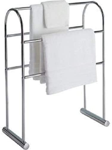 INDIAN DECOR INDIAN DECOR 31935 Metal Traditional Curved Classic Floor Standing Towel Stand Chrome  - Image 1