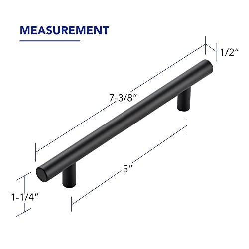Ravinte Hardware 25 Pack Cabinet Handles with 5 Inch 128mm Hole Center Matte Black Cabinet Pulls Stainless Steel Drawer Pulls Kitchen Knobs for Dresser Drawer 738 Inch Overall Length - Image 3