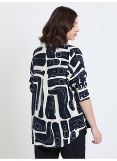 Dennis Lingo Navy Shirt for Women - Rayon, Relaxed Fit  - Image 3