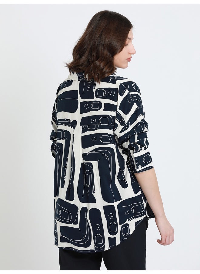 Dennis Lingo Navy Shirt for Women - Rayon, Relaxed Fit  - Image 3