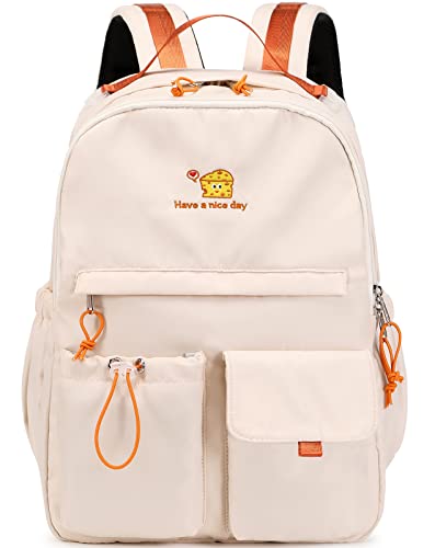 Lanola Lightweight Backpacks for Girls Kids Fashion Backpacks Middle School Bags Women Casual Daypack Beige - Image 1