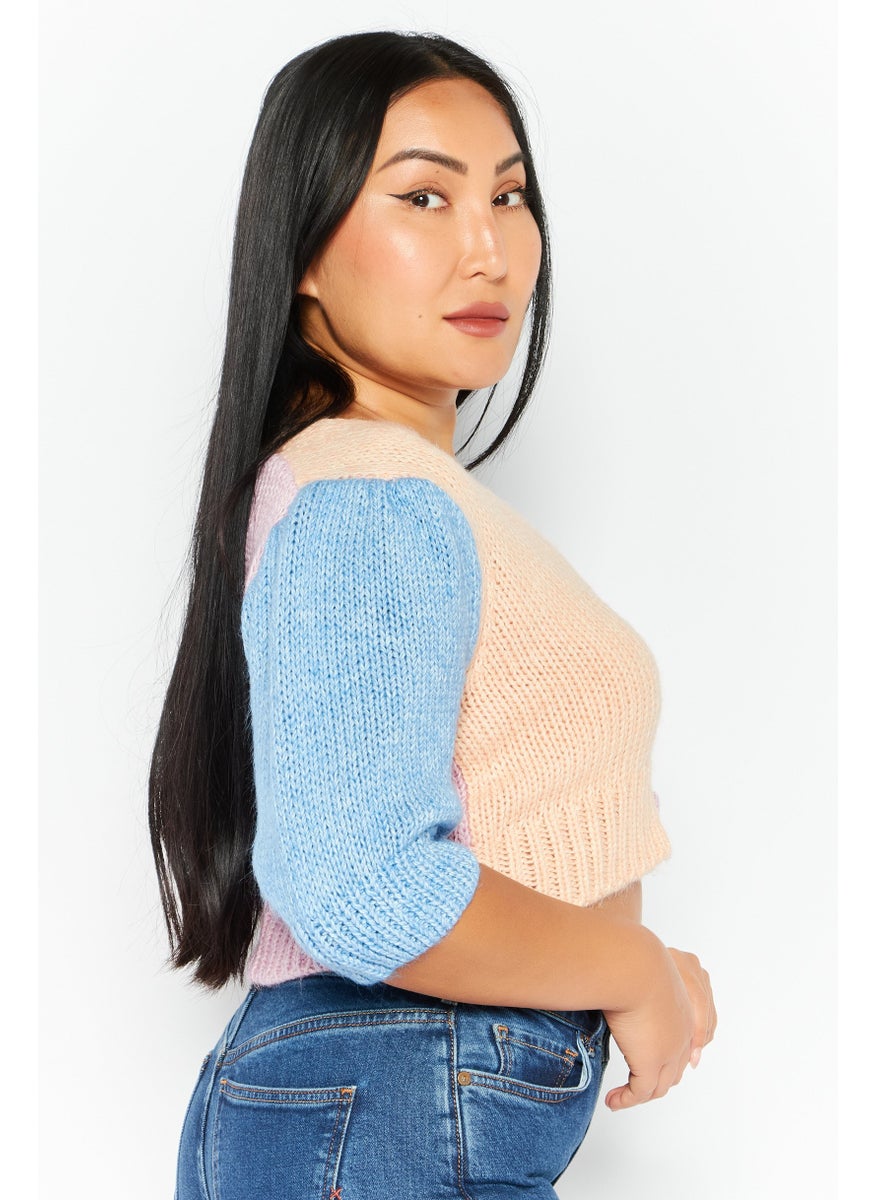 Cotton On Women V-Neck Knitted Cropped Cardigans, Blue Combo  - Image 4