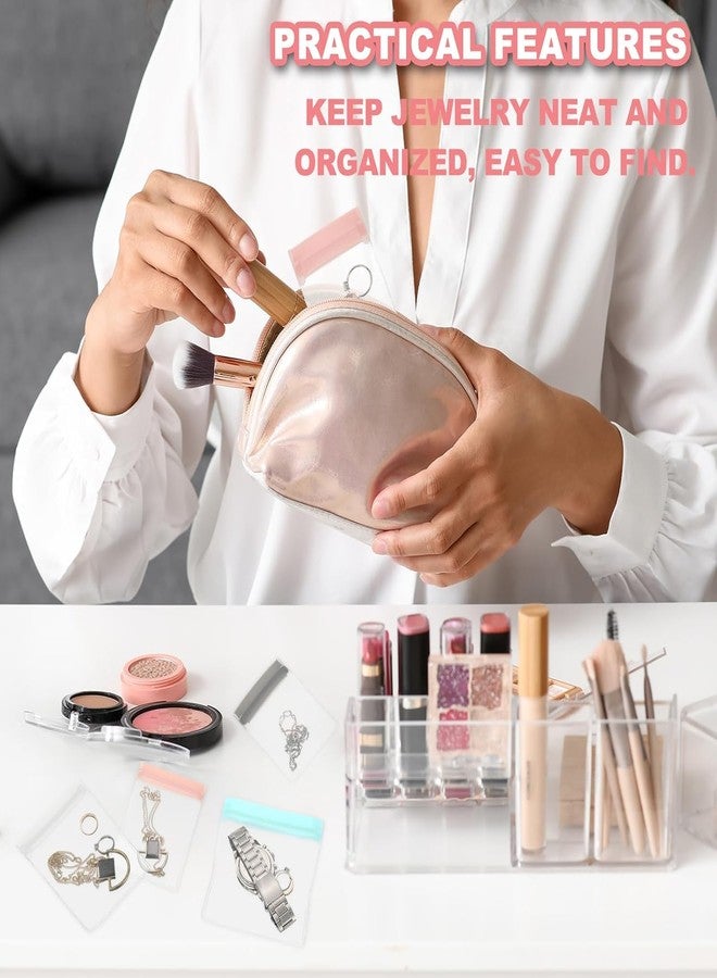 VENEXA Clear Plastic EVA Anti Tarnish Jewelry Storage Bags, Zip Ziplock Jewelry Pouches for Selling & Gift, Little Mini Travel Organizer for Ring Earing Chain Bracelet, 2.7"x3.9" Inch, [Pink] (5) - Image 4