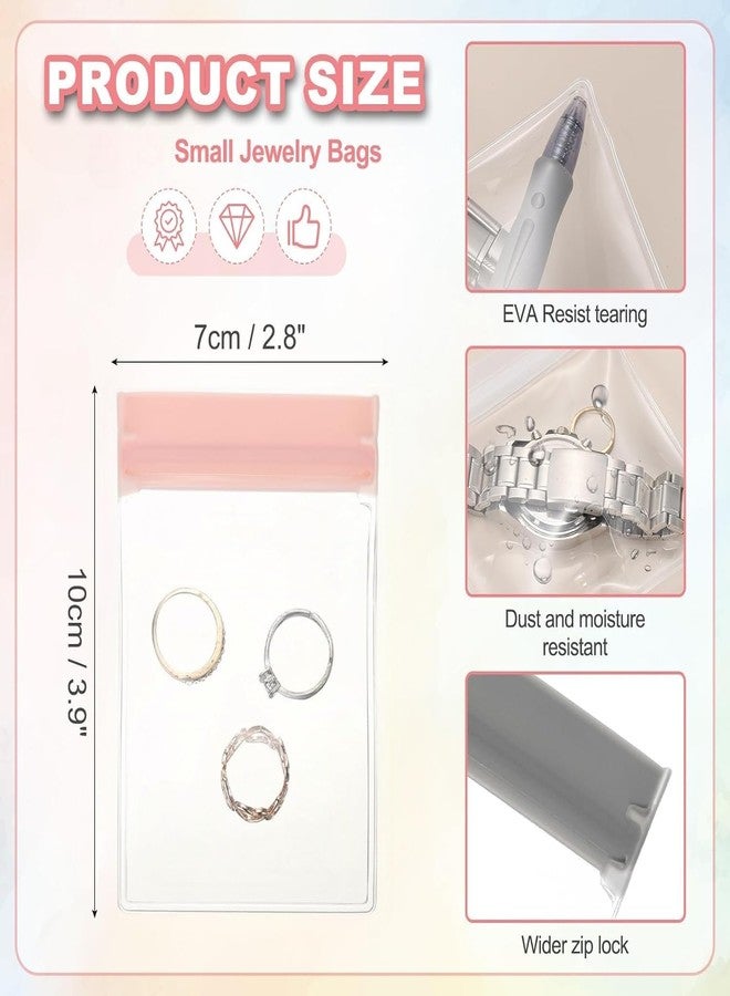 VENEXA Clear Plastic EVA Anti Tarnish Jewelry Storage Bags, Zip Ziplock Jewelry Pouches for Selling & Gift, Little Mini Travel Organizer for Ring Earing Chain Bracelet, 2.7"x3.9" Inch, [Pink] (5) - Image 2