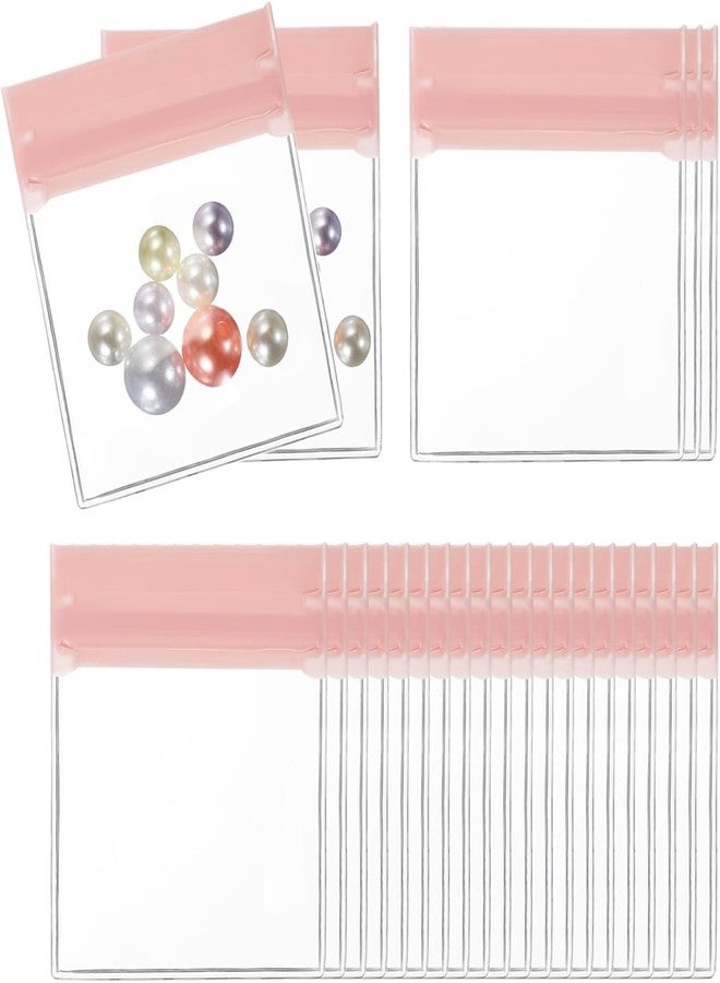 VENEXA Clear Plastic EVA Anti Tarnish Jewelry Storage Bags, Zip Ziplock Jewelry Pouches for Selling & Gift, Little Mini Travel Organizer for Ring Earing Chain Bracelet, 2.7"x3.9" Inch, [Pink] (5) - Image 1