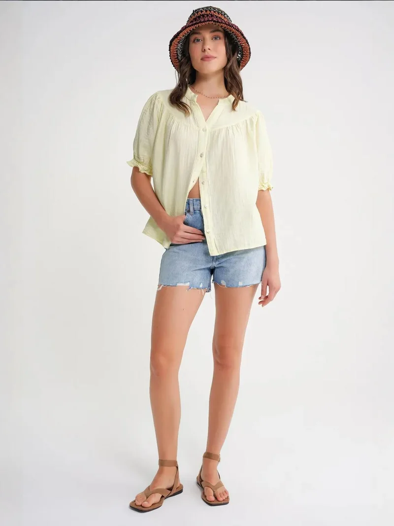MixRay Mixray Linen Blend Short Sleeve Buttoned Shirt