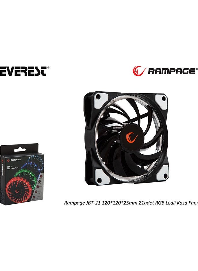 Rampage - JBT-21 120*120*25mm 21pcs RGB Led Case Fan - Image 1