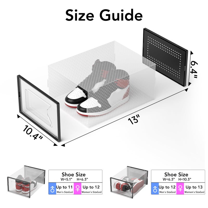 Foluck X-Large Shoe Storage Box, 15 Pack Clear Plastic Stackable Shoe Organizer for Closet, Interlocking Design Shoe Container Bins for Sneakers, Foldable Shoe Rack with Lids, Black - Image 2