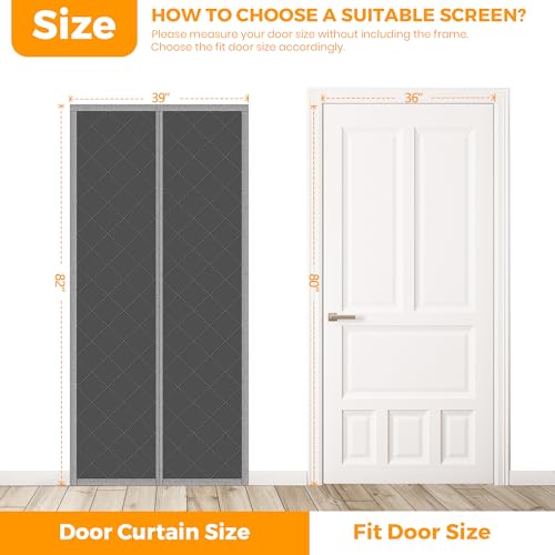NABOWAN Magnetic Thermal Insulated Door Curtain for Winter - Fits Door Size 36" x 80", Keeps The Heat Inside The Area, Thicken Oxford Fabric & Multi-Layer Cotton, Screen Door Insulation Blanket Cover - Image 2
