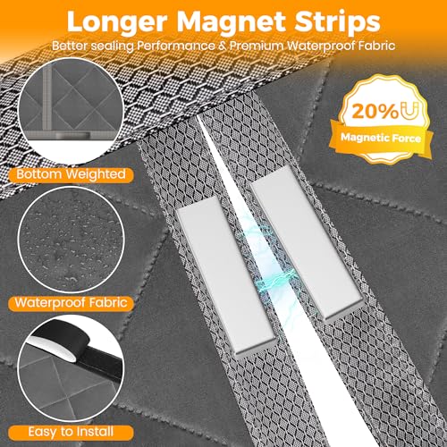NABOWAN Magnetic Thermal Insulated Door Curtain for Winter - Fits Door Size 36" x 80", Keeps The Heat Inside The Area, Thicken Oxford Fabric & Multi-Layer Cotton, Screen Door Insulation Blanket Cover - Image 5