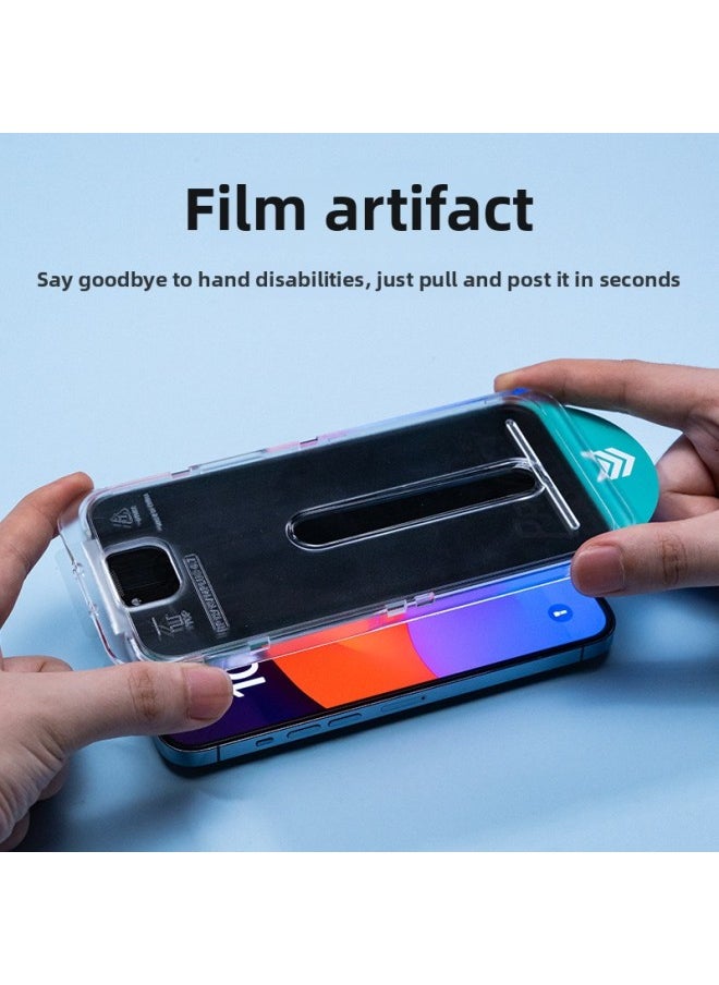 For Apple Tempered Film Anti-peep Dust-free Bin Seconds Fit Artifact For Iphone16ProMa15 Explosion-proof 14 Dust-proof X-Color:[silk Screen Black Border] High-definition Film + Dust-free Warehouse + No Packaging-Size:For Iphone 16promax