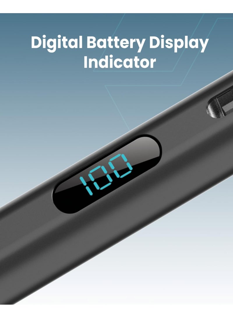 Moxedo Elite-Point Universal Active Stylus Pen – Type-C Rechargeable Digital Pen with Replaceable Nib & Battery Display for iOS, Android Phones & Tablets – Black - Image 4