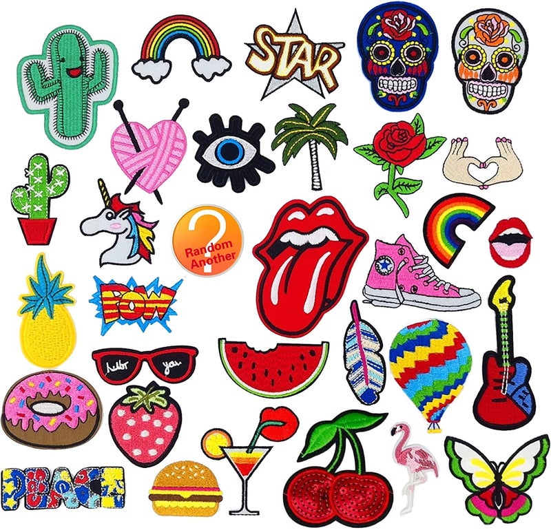Daily Crafts Daily Crafts Random 7 pcs Assorted Styles Embroidered PatchesCute Fruit Flower Food Rainbow SkullApplique Kit Decoration Sewing onIron on Patches for Clothing Jackets Backpacks Jeans Phone Accessories 