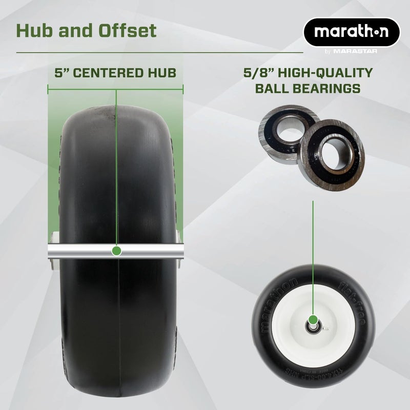 Marathon 11x4.00 Flat-Free Lawn Mower Tire on Wheel, 5" Centered Hub. 5/8" Bearing - Image 4