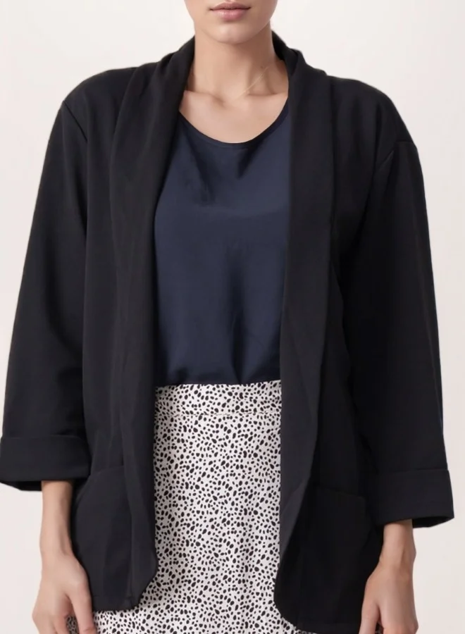 زابايوني Classic Open Front Blazer - Black