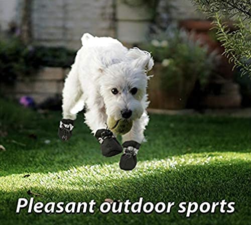KUTKUT Dog Boots Paw Protector for Hot Pavement | Pack of 4Pcs Anti-Slip Dog Shoes with Reflective Straps for French Bulldog, Corgi, Pembroke etc (Yellow, Size: 6, Feet Long: 6 cm, Feet Wide: 5 cm) - Image 5