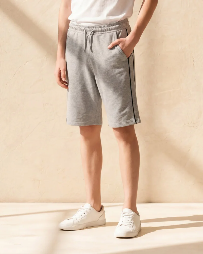 Redtag Senior Boys Grey Interlock Active Shorts