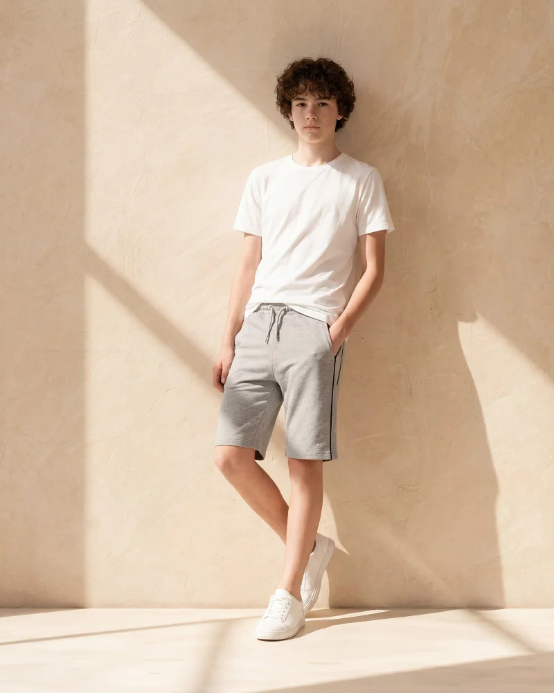 Redtag Senior Boys Grey Interlock Active Shorts