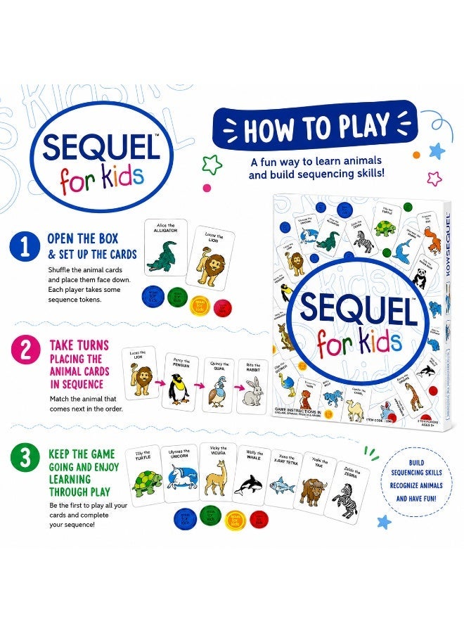 Sequel for Kids Animal Card Game - Ages 3+, 2-4 Players, Multilingual Instructions - Image 2
