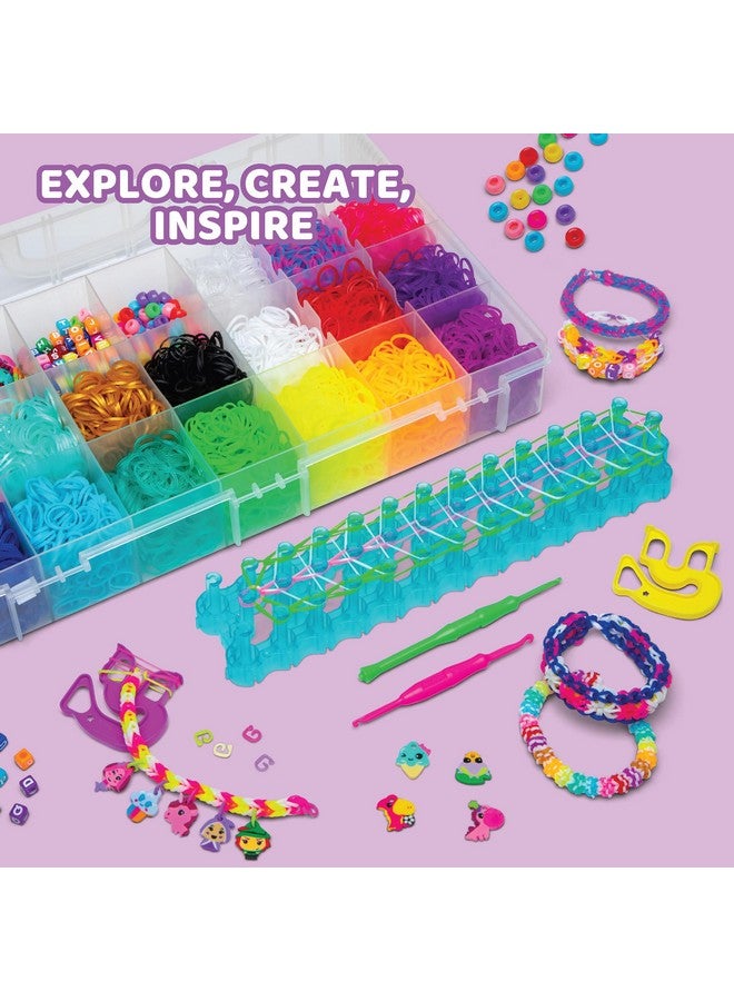 راينبو لووم مجموعة ® Loomi-Pals™ Mega Set، تحتوي على 60 قطعة من حلي LP المتنوعة الرائعة، وRl2.0 الجديدة، ونسج Happy Looms، وخطافات، وخرز Alpha & Pony، و5600 شريط ملون، كل ذلك في حقيبة حمل للأولاد والبنات من سن 7 سنوات فما فوق - Image 2