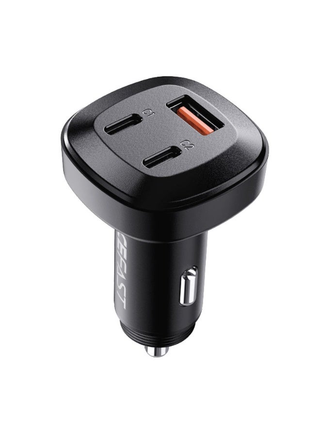 أسيفاست شاحن سيارة B3 بقوة 66 واط، 3 منافذ، 2USB-C و1USB-A، شحن سريع، تبريد سريع، هيكل من سبائك الزنك - أسود - Image 1