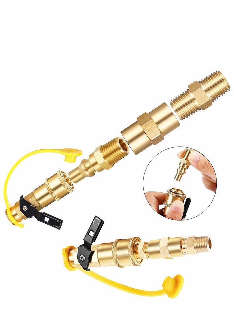Generic 1/4 RV Propane Quick Connect Fittings Brass Quick Airline, Adapter for Propane Hose, Gas Quick Connect Fittings Includes 1/4 Female Shutoff Valve, Full Flow Plug, 1/4 Male, 1/4 Female NPT - Image 5