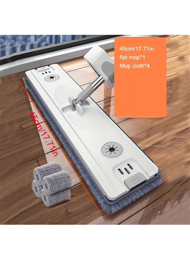 45X143cm Extra Large Flat Mop with 4 Pcs Washable Pads, Hands Free Washable Flat Squeeze Mop Cleaning Mop,Flat Floor Mop for Floor Cleaning, Self Squeezing Water Mop, Microfiber Dust Flat Cleaning Kitchen Mops for Floor Wall Window Car Cleaning Home Floor Cleaning  - Image 1