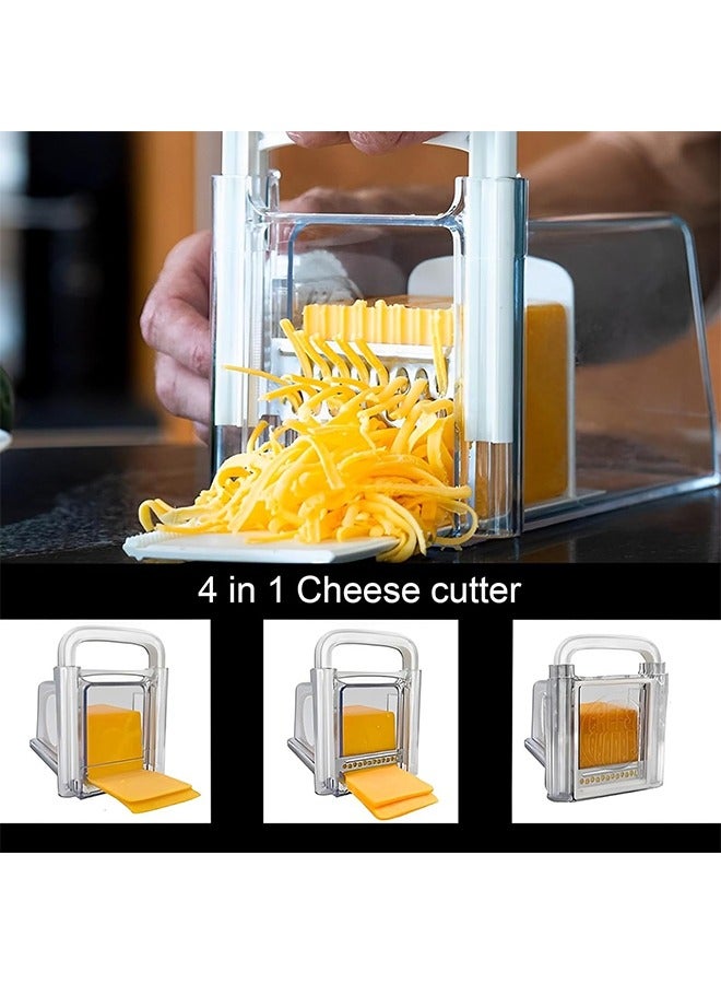 داريو قطاعة ومقسم جبن يدوي 4 في 1 مع سلك ستانلس ستيل – علبة تخزين كبيرة للجبن والزبدة – بلاستيك ABS متين، مقبض قابل للفك، آمن لغسالة الصحون - Image 1
