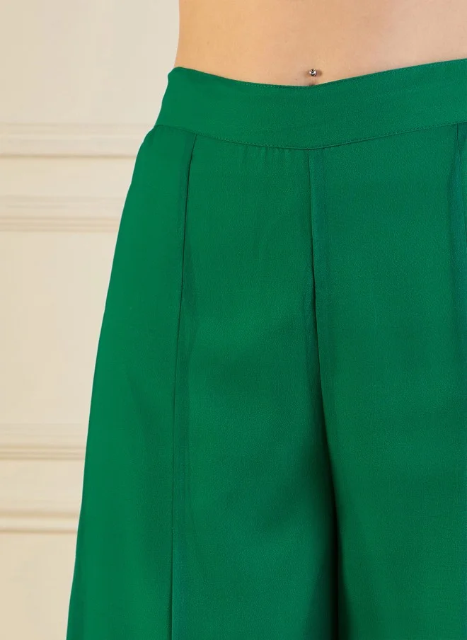 ساسافراس Green Printed Shrug Top & Palazzos Co-Ords for Women