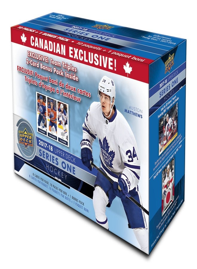 صندوق ألعاب Upper Deck 2017-18 NHL Series 1 Team Triples Blaster Box