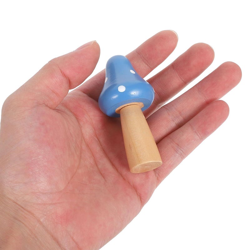 3 Pcs Miniature Mushroom Figurines Wooden Mushroom Ornaments Garden Fairy Landscape Micro Lawn Decor Craft Accessories Blue - Image 5