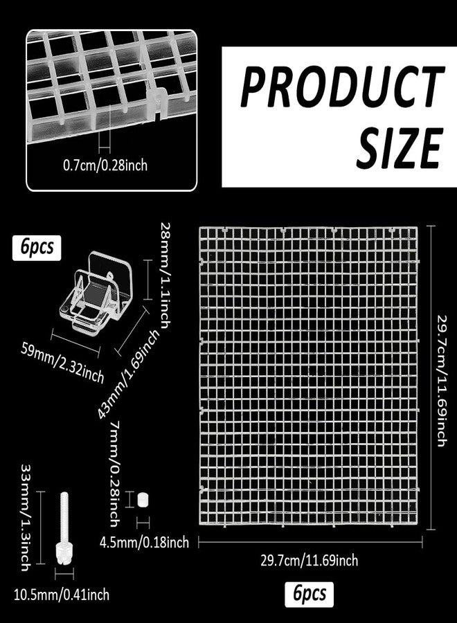 BENECREAT 6 Pcs Clear Aquarium Lid Hood, 11.7x11.7x0.3 Inch Square Fish Tank Top Cover, Plastic Grid Isolation Board with 6 Pcs Aquarium Plastic Cover Board Clips - Image 2
