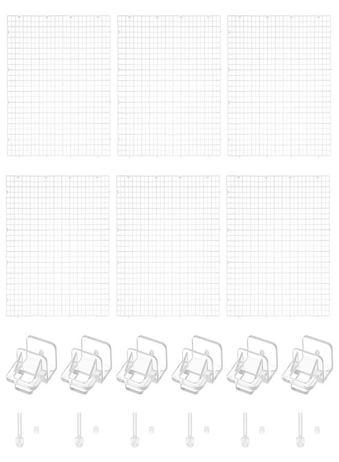 BENECREAT 6 Pcs Clear Aquarium Lid Hood, 11.7x11.7x0.3 Inch Square Fish Tank Top Cover, Plastic Grid Isolation Board with 6 Pcs Aquarium Plastic Cover Board Clips - Image 1
