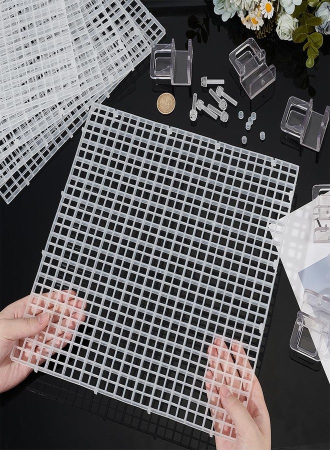 BENECREAT 6 Pcs Clear Aquarium Lid Hood, 11.7x11.7x0.3 Inch Square Fish Tank Top Cover, Plastic Grid Isolation Board with 6 Pcs Aquarium Plastic Cover Board Clips - Image 3