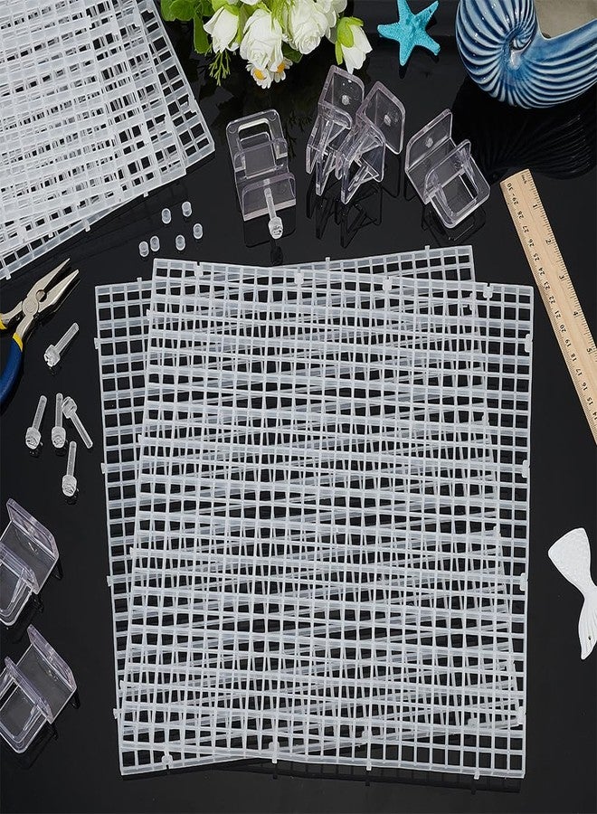 BENECREAT 6 Pcs Clear Aquarium Lid Hood, 11.7x11.7x0.3 Inch Square Fish Tank Top Cover, Plastic Grid Isolation Board with 6 Pcs Aquarium Plastic Cover Board Clips - Image 4