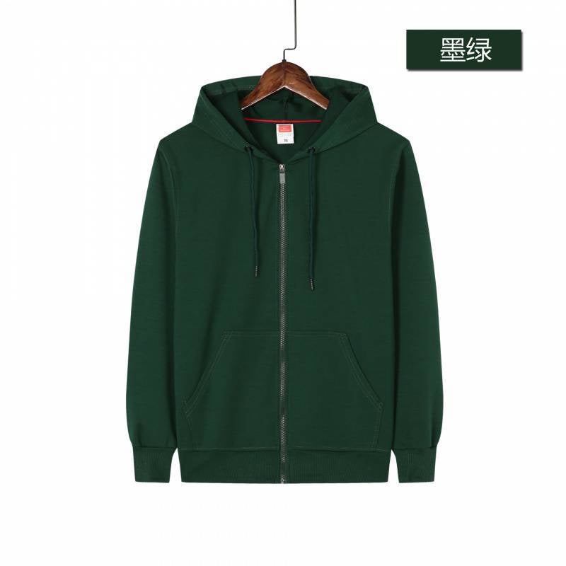 Hooded zipper four-sided elastic hooded sweater printed logo cultural advertising shirt work clothes embroidered class clothes E207 dark green