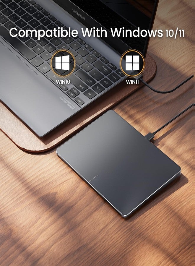 ProtoArc Wired USB Trackpad for Windows 10/11, Large High-Precision Wired Trackpad Mouse with Multi-Gesture, Ultra Slim Portable Aluminum Touchpad Mouse for Computer/Desktop/Laptop, Grey Black - Image 2