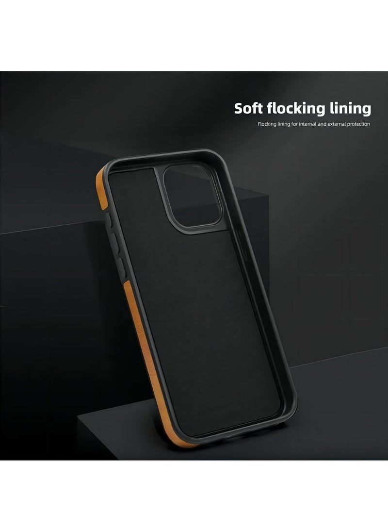 Color Fans - For iPhone 13 Pro Max Case Compatible with MagSafe Slim-Fit PU Leather Coated TPU + PC Shell - Brown - Image 1