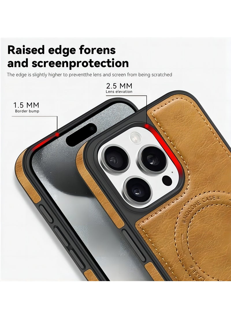 Color Fans - For iPhone 13 Pro Max Case Compatible with MagSafe Slim-Fit PU Leather Coated TPU + PC Shell - Brown - Image 1