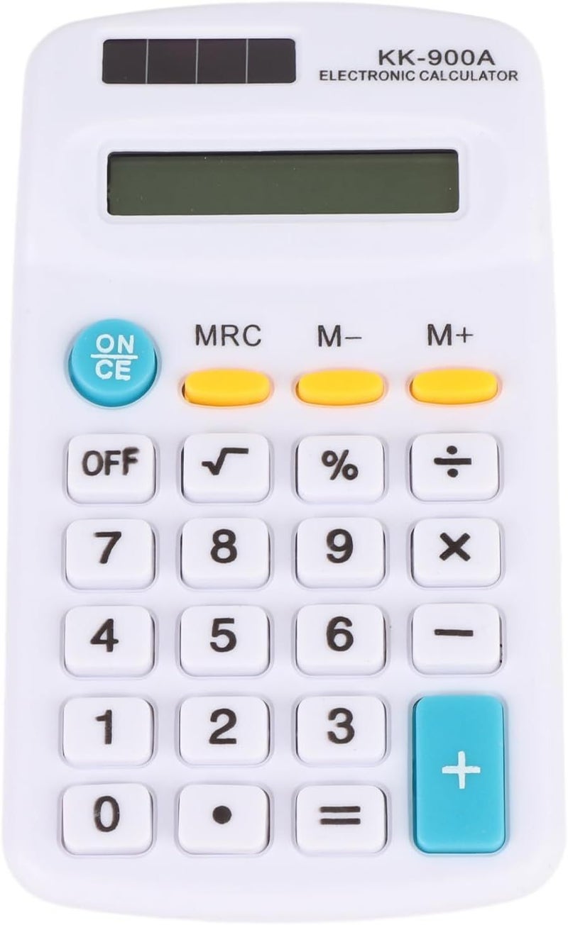 Mini Calculator 8 Digit with LCD Display Dual Power Solar Battery Sensitive Button White for Office School Business - Image 1