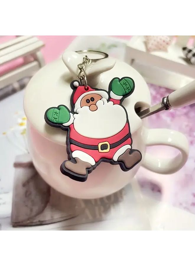 Cartoon Christmas Keychain Santa Claus And Gifts Durable Plastic Holiday Key Pendant - Image 2