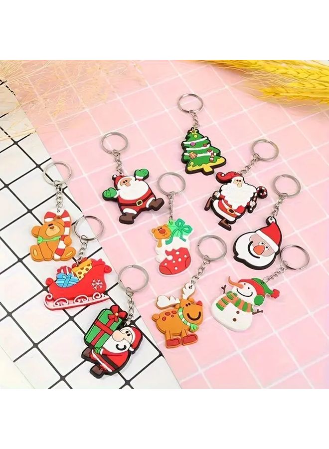 Cartoon Christmas Keychain Santa Claus And Gifts Durable Plastic Holiday Key Pendant - Image 1