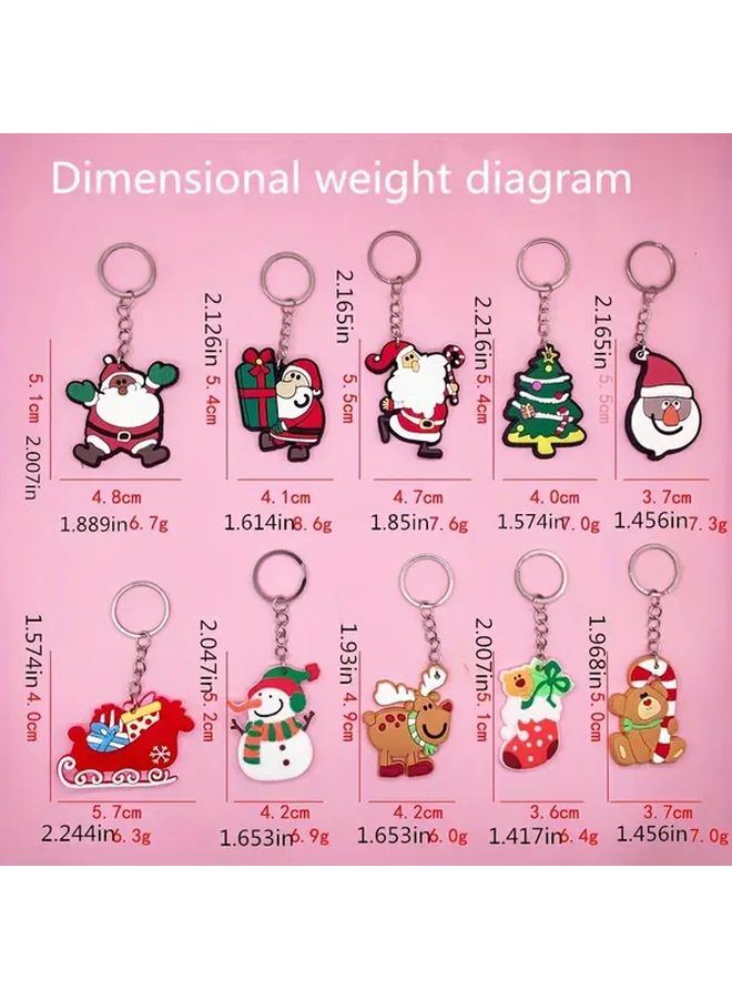 Cartoon Christmas Keychain Santa Claus And Gifts Durable Plastic Holiday Key Pendant - Image 3