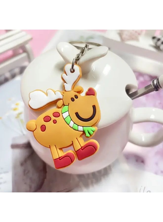 Cartoon Christmas Keychain Santa Claus And Gifts Durable Plastic Holiday Key Pendant - Image 5