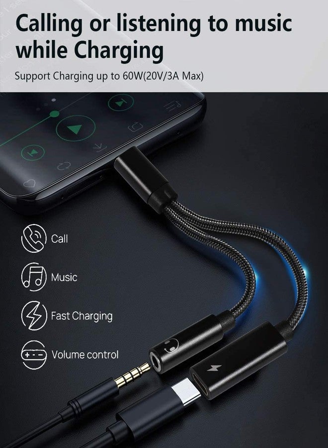 LecLooc 2 in 1 USB C to 3.5mm Headphone Audio and Charge Adapter, Type c to Aux Audio with PD 60W Fast Charge Adapter fit with iPhone 16 15 Pro Max, Galaxy S24 S23 S22, Pixel 9 8 7 6, iPad Pro/Macbook Air - Image 2