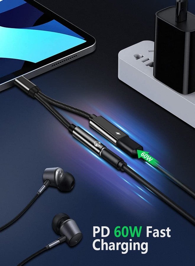 LecLooc 2 in 1 USB C to 3.5mm Headphone Audio and Charge Adapter, Type c to Aux Audio with PD 60W Fast Charge Adapter fit with iPhone 16 15 Pro Max, Galaxy S24 S23 S22, Pixel 9 8 7 6, iPad Pro/Macbook Air - Image 3