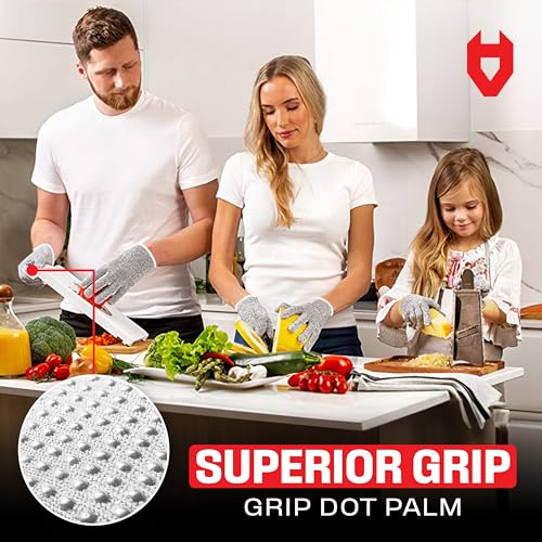 NoCry Cut Resistant Gloves with Grip Dots - High Performance Level 5 Protection, Food Grade. Size Extra Large, Free Ebook Included! - Image 2