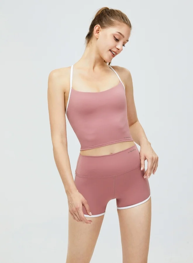 KAWN.YOGA Dusty Pink Womens High Waist Workout Sport Yoga Shorts for Women | Best Price UAE